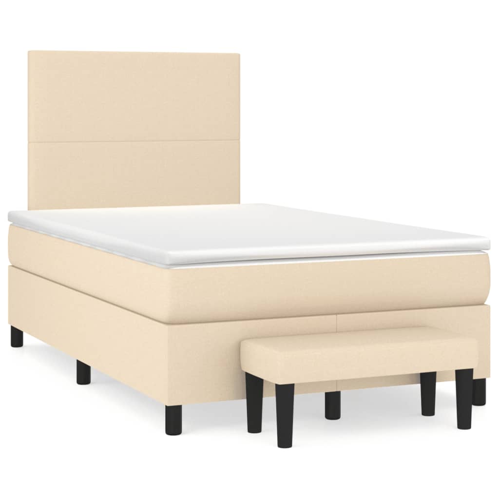 Box Spring Postel S Matrací Textil Krémová