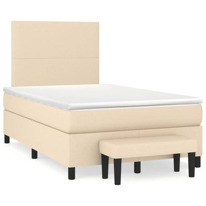 Box Spring Postel S Matrací Textil Krémová