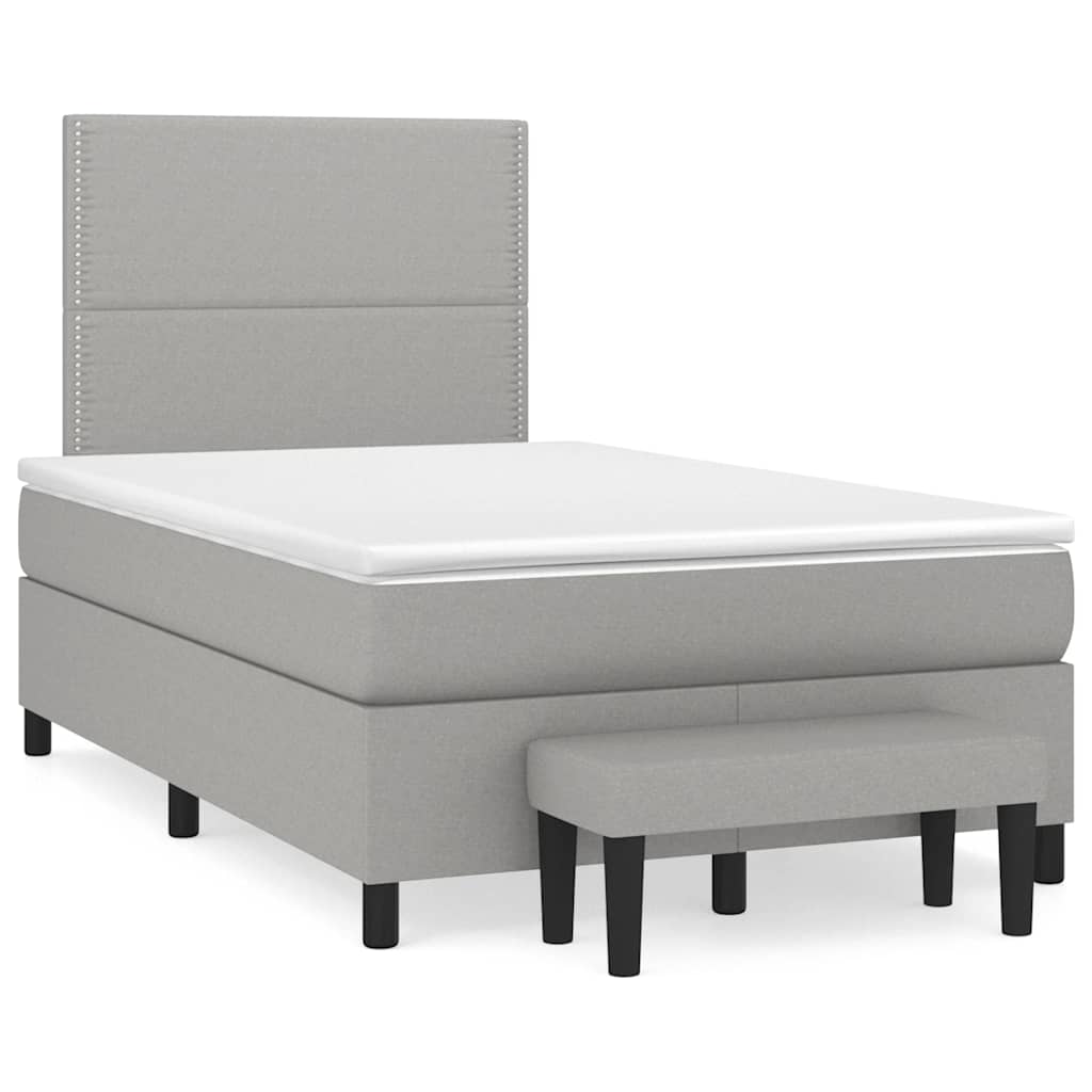 Box Spring Postel S Matrací Textil Světle Šedá