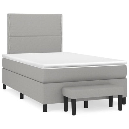 Box Spring Postel S Matrací Textil Světle Šedá
