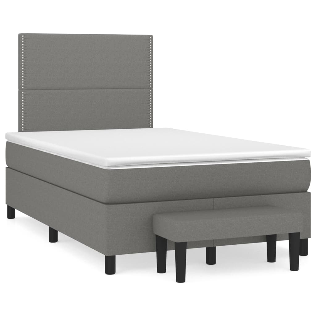 Box Spring Postel S Matrací Textil Tmavě Šedá
