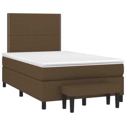 Box Spring Postel S Matrací Tmavě Hnědá 120X190 Cm Textil