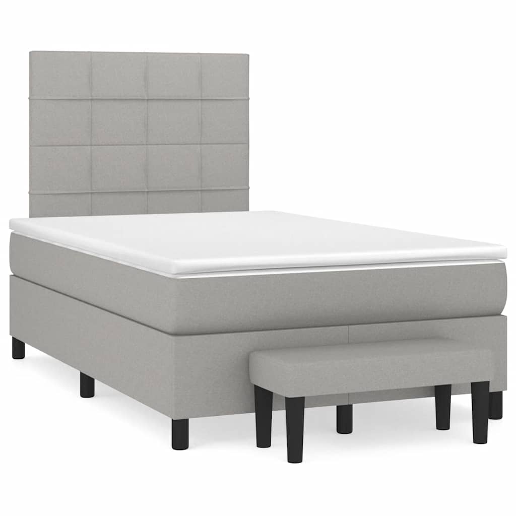 Box Spring Postel S Matrací Textil Světle Šedá