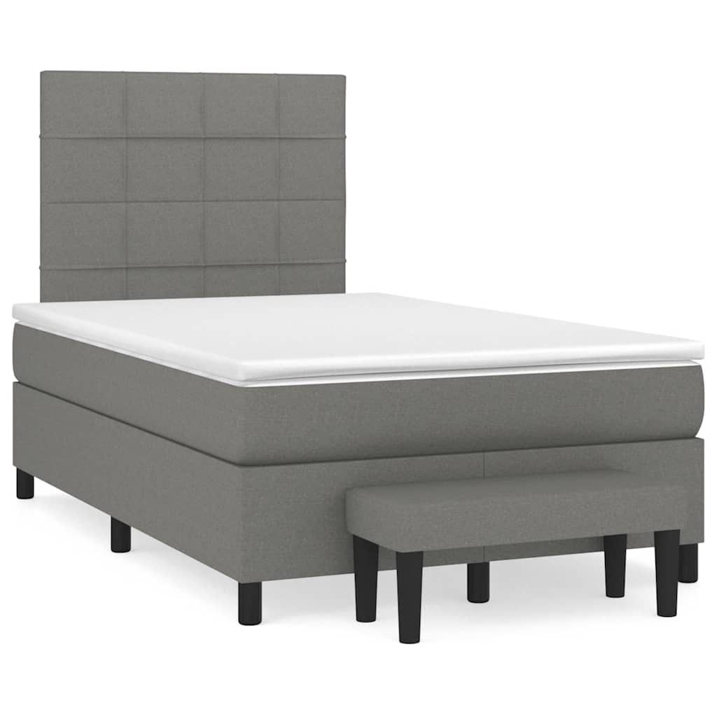 Box Spring Postel S Matrací Textil Tmavě Šedá