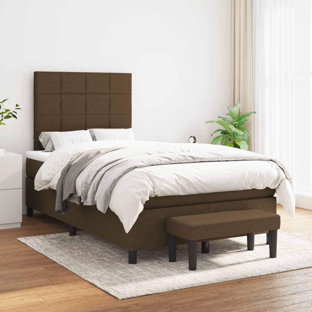 Box Spring Postel S Matrací Tmavě Hnědá 120X190 Cm Textil