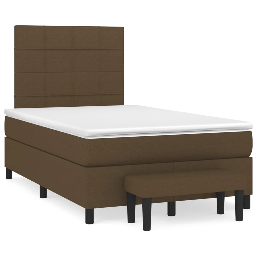 Box Spring Postel S Matrací Tmavě Hnědá 120X190 Cm Textil