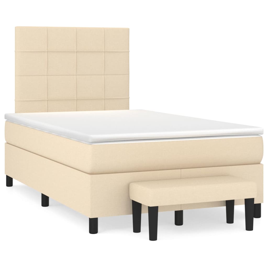 Box Spring Postel S Matrací Textil Krémová