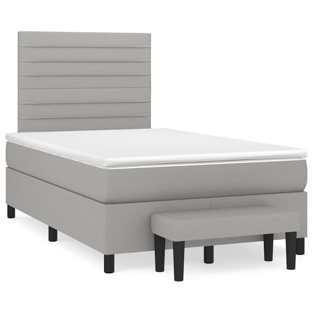 Box Spring Postel S Matrací Textil Světle Šedá