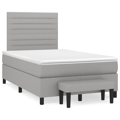 Box Spring Postel S Matrací Textil Světle Šedá