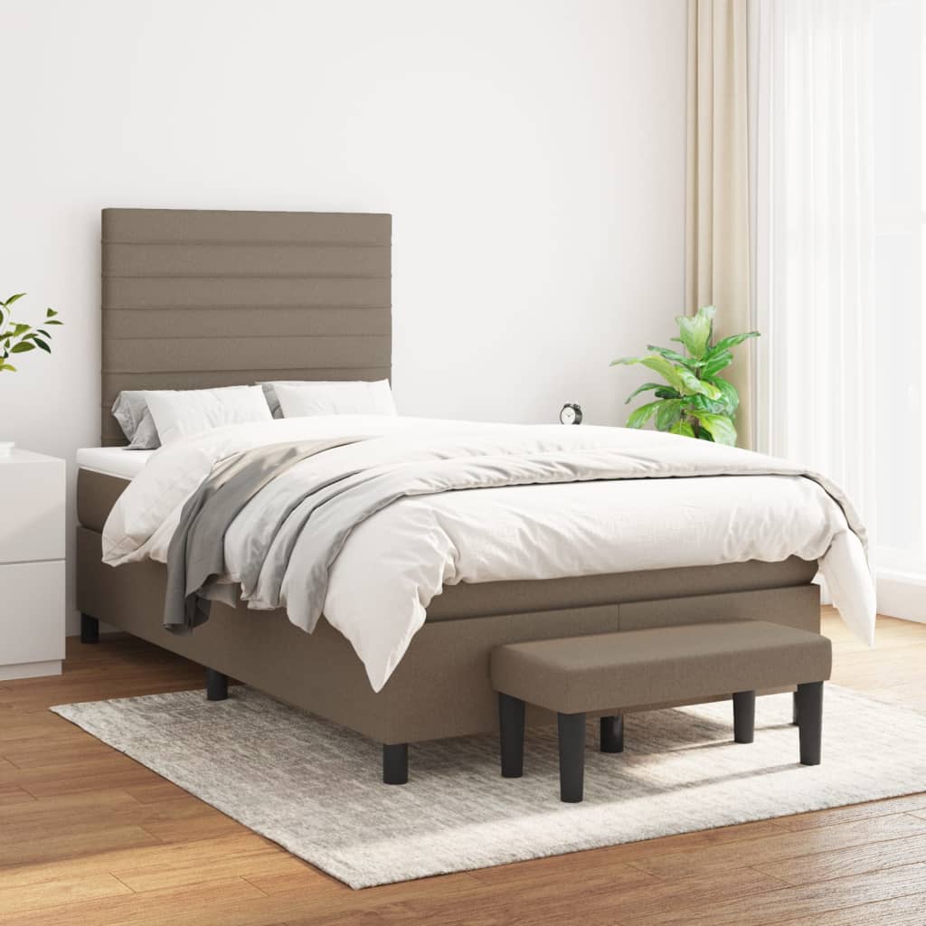 Box Spring Postel S Matrací Taupe 120X190 Cm Textil