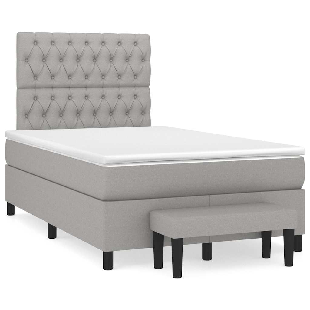 Box Spring Postel S Matrací Textil Světle Šedá