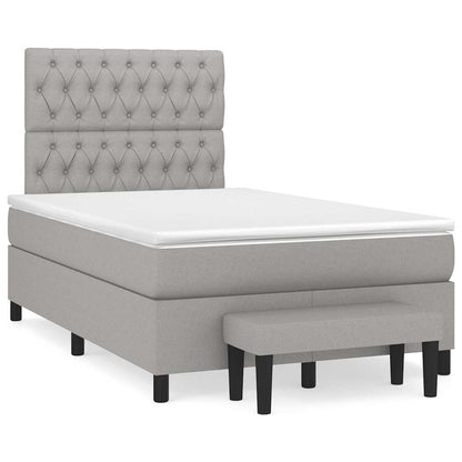 Box Spring Postel S Matrací Textil Světle Šedá