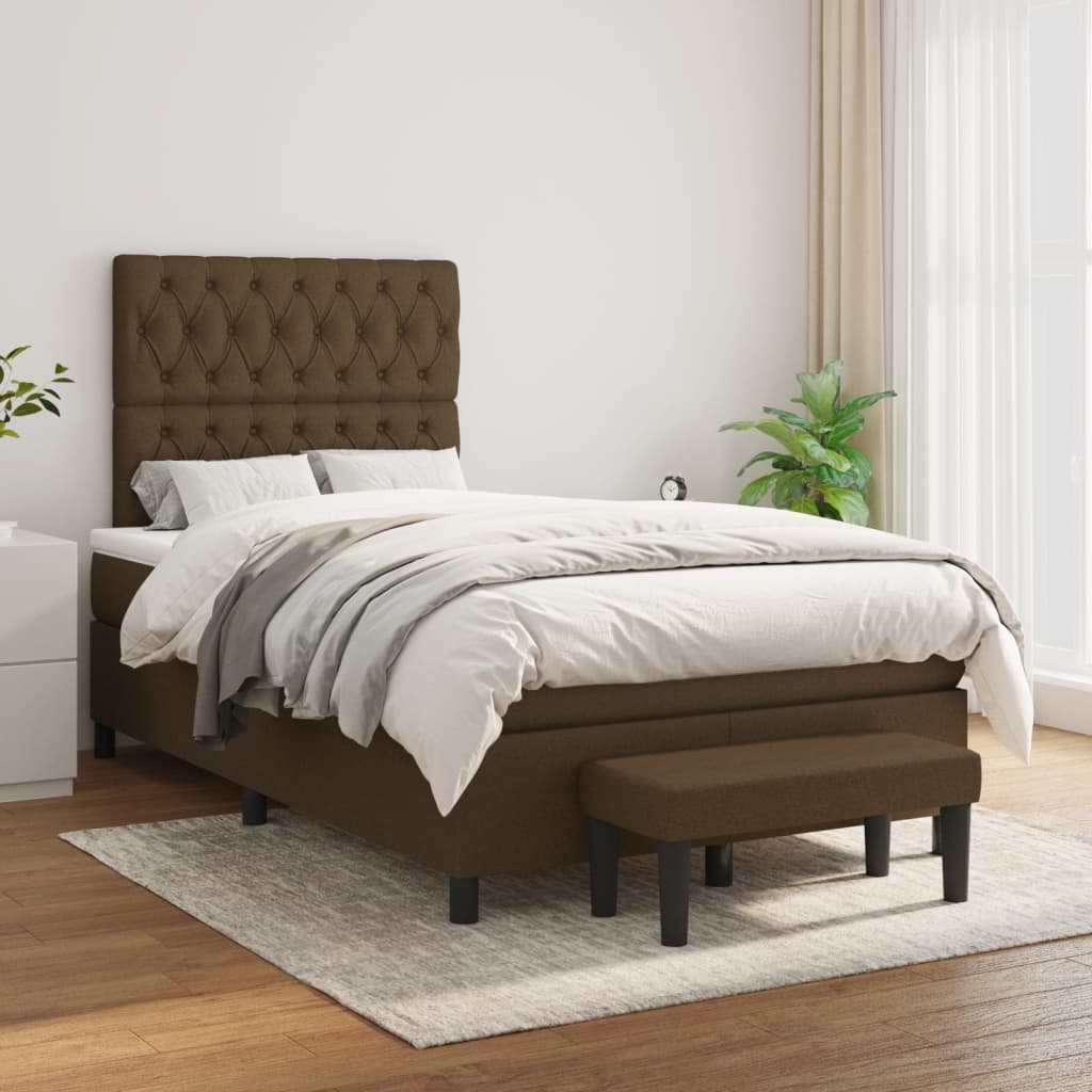 Box Spring Postel S Matrací Tmavě Hnědá 120X190 Cm Textil