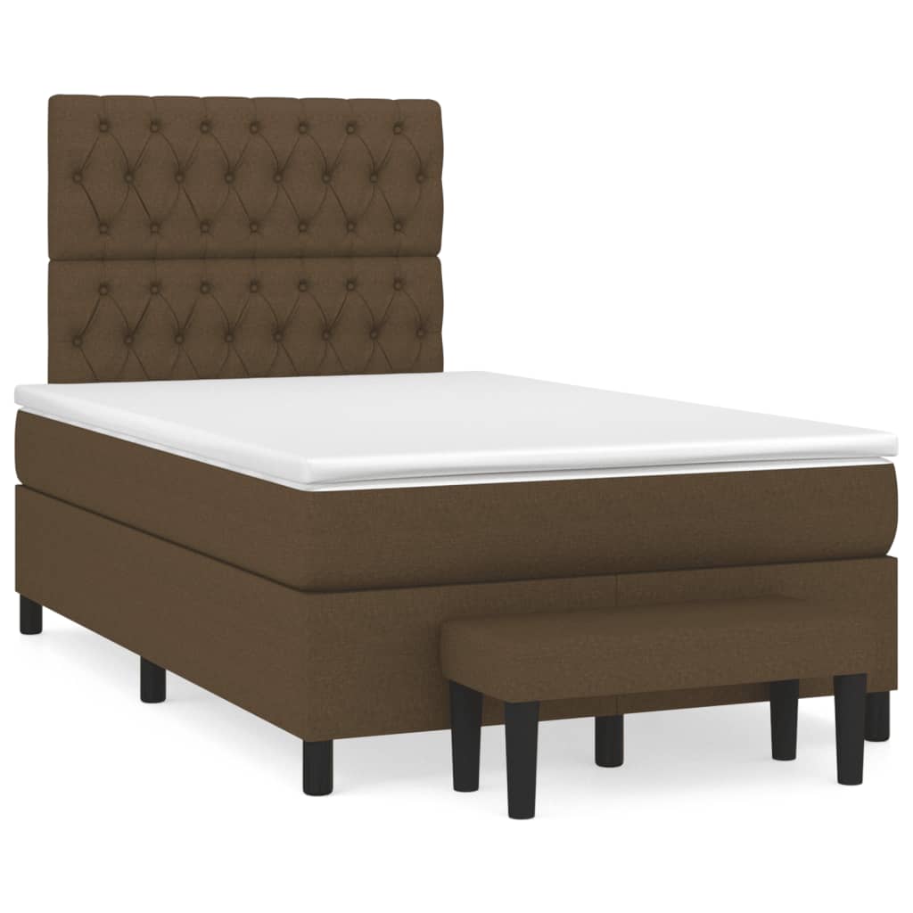 Box Spring Postel S Matrací Tmavě Hnědá 120X190 Cm Textil
