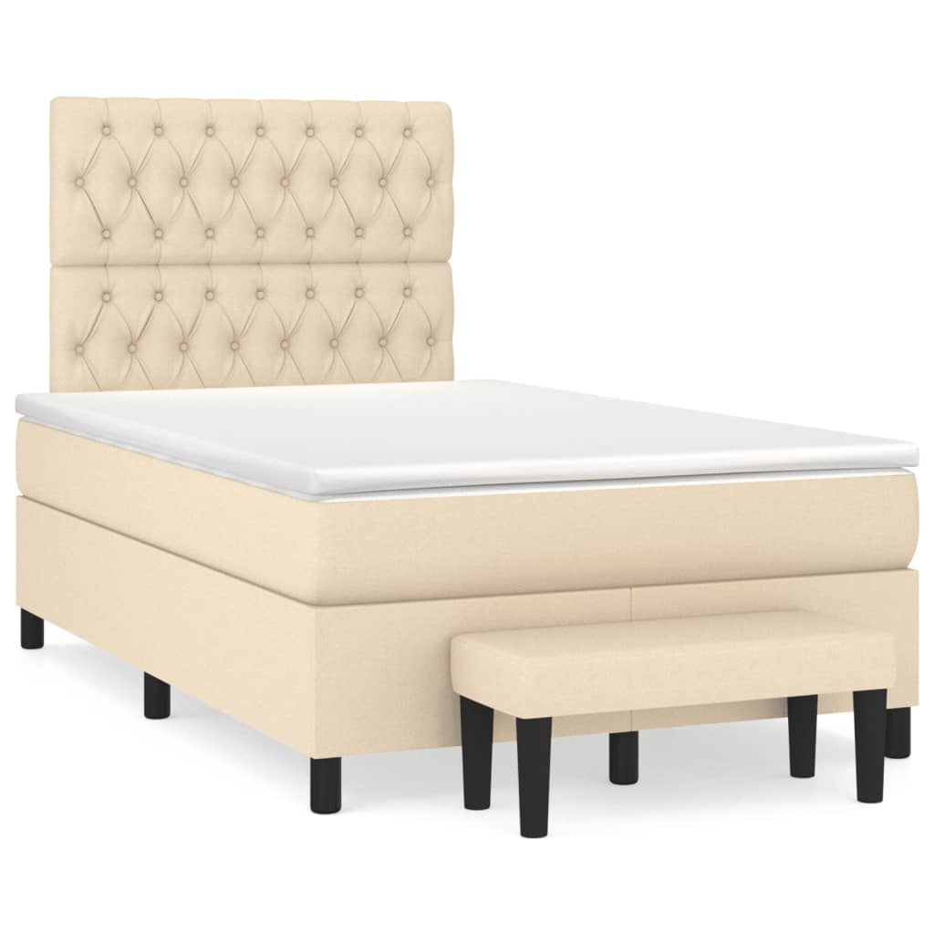 Box Spring Postel S Matrací Textil Krémová
