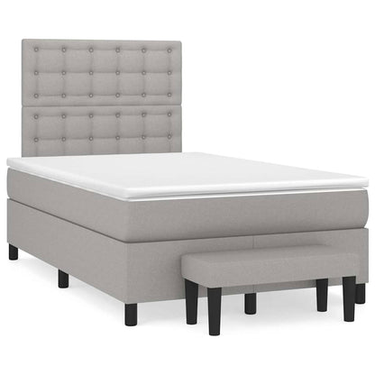 Box Spring Postel S Matrací Textil Světle Šedá