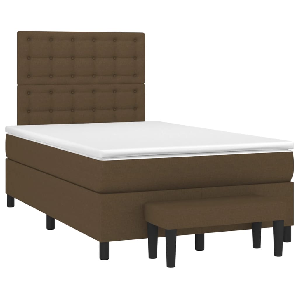 Box Spring Postel S Matrací Tmavě Hnědá 120X190 Cm Textil