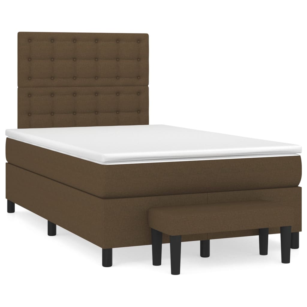 Box Spring Postel S Matrací Tmavě Hnědá 120X190 Cm Textil