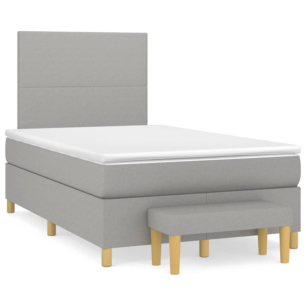 Box Spring Postel S Matrací Textil Světle Šedá