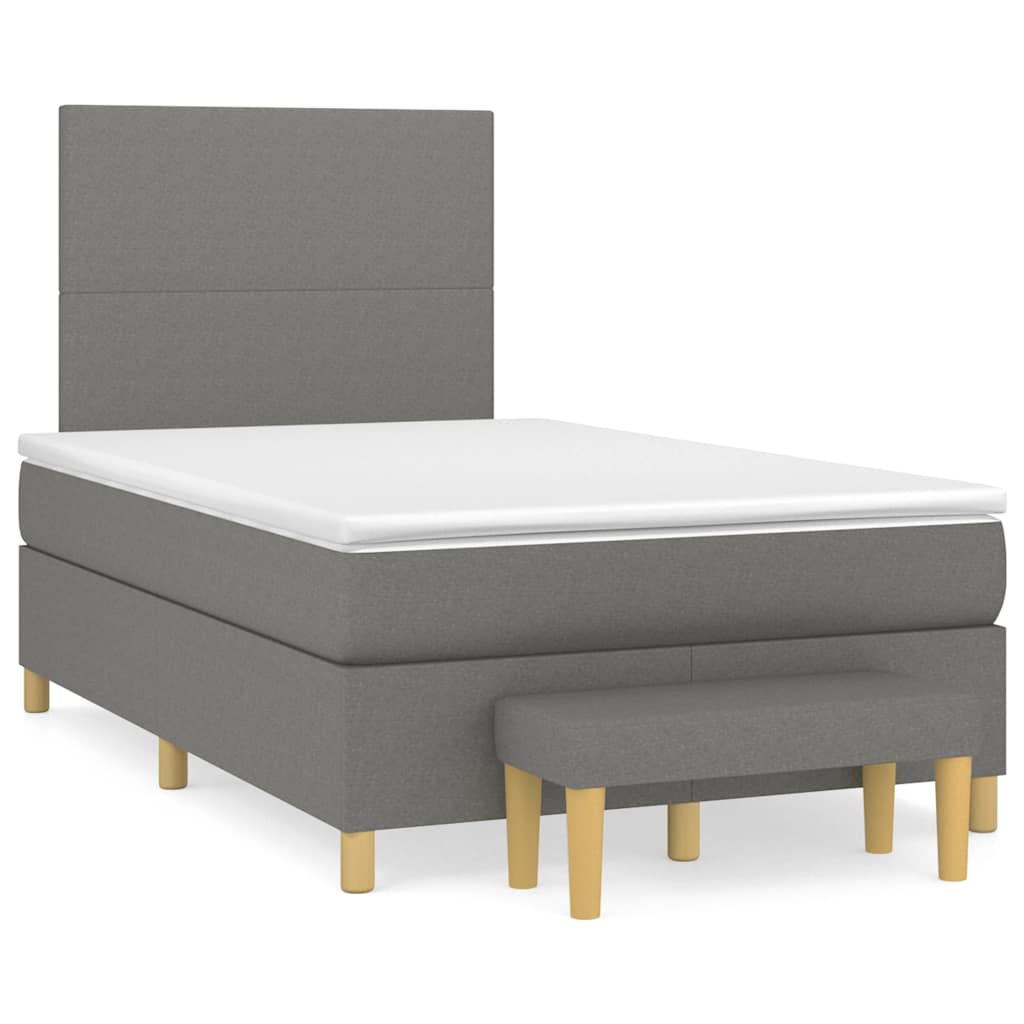 Box Spring Postel S Matrací Textil Tmavě Šedá