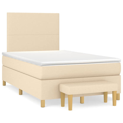 Box Spring Postel S Matrací Textil Krémová