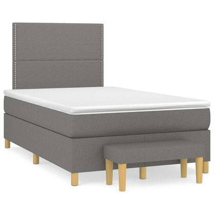 Box Spring Postel S Matrací Textil Tmavě Šedá