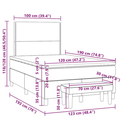 Box Spring Postel S Matrací Tmavě Hnědá 120X190 Cm Textil