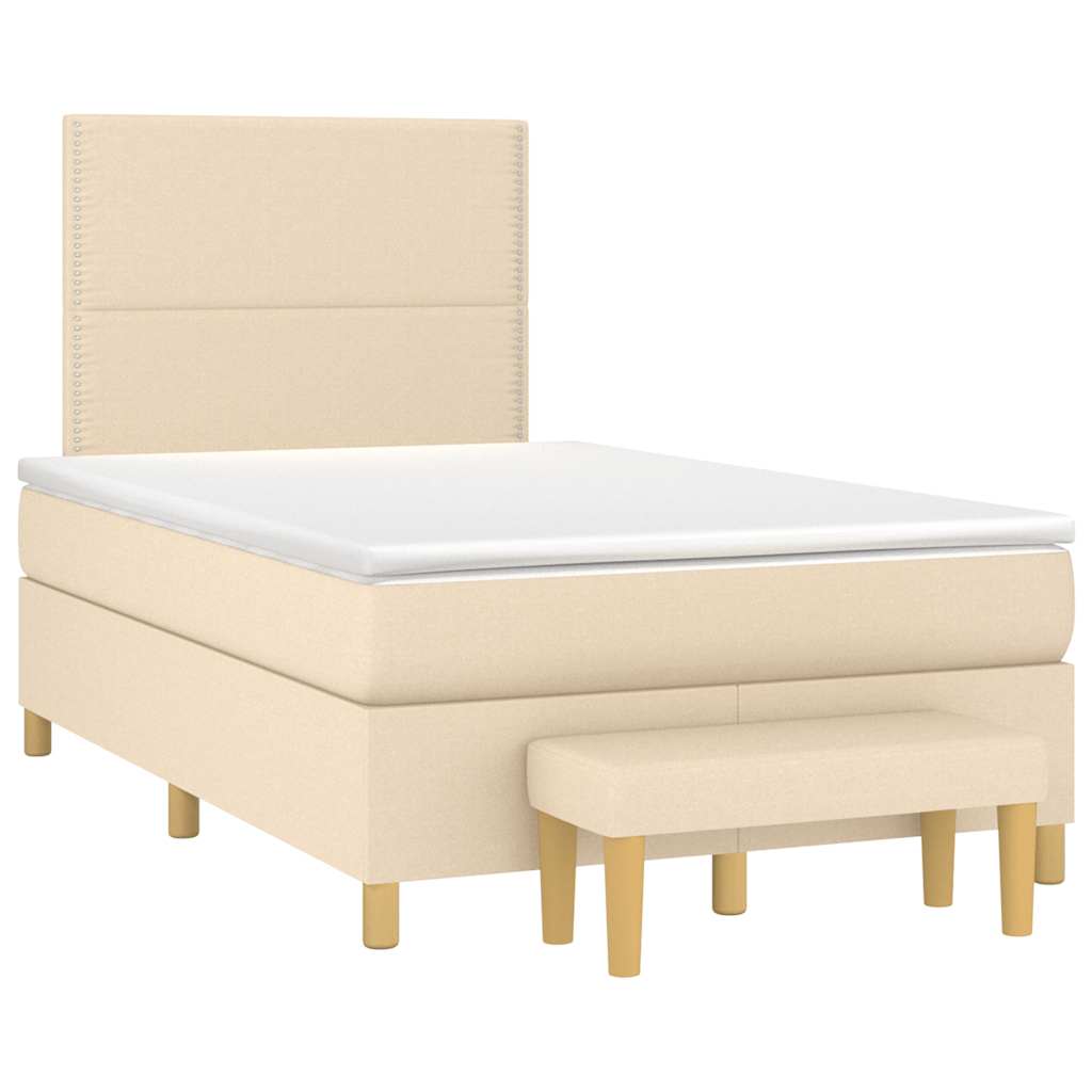 Box Spring Postel S Matrací Textil Krémová