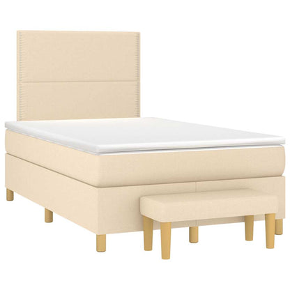 Box Spring Postel S Matrací Textil Krémová