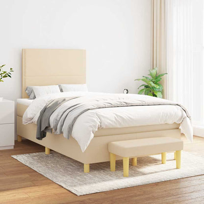 Box Spring Postel S Matrací Textil Krémová