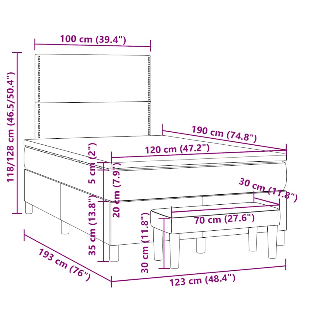 Box Spring Postel S Matrací Textil Krémová