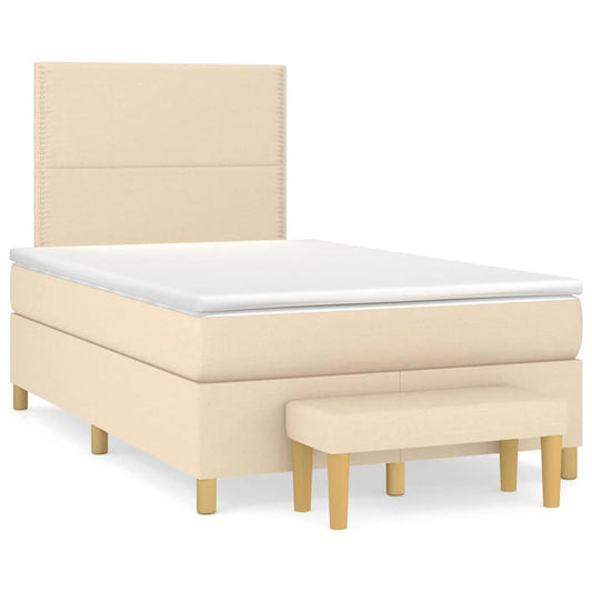Box Spring Postel S Matrací Textil Krémová