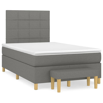 Box Spring Postel S Matrací Textil Tmavě Šedá