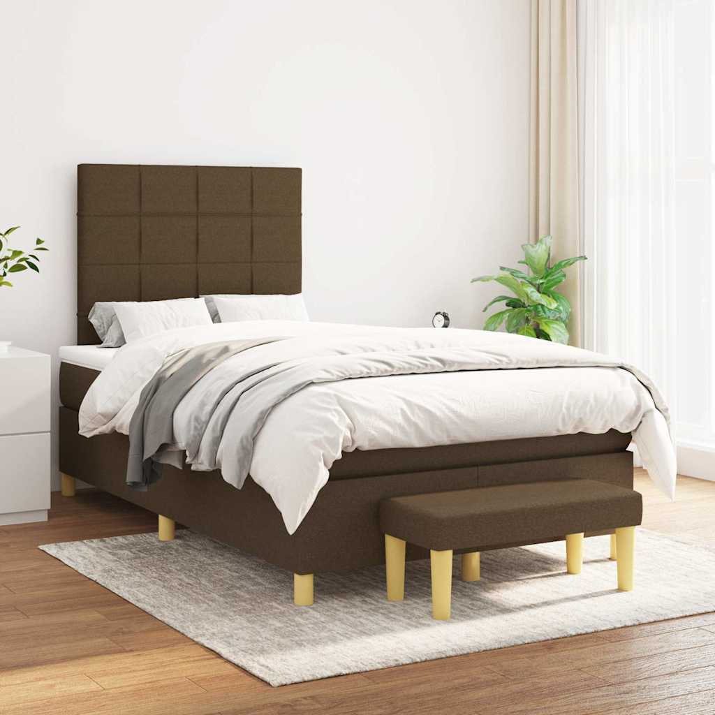 Box Spring Postel S Matrací Tmavě Hnědá 120X190 Cm Textil