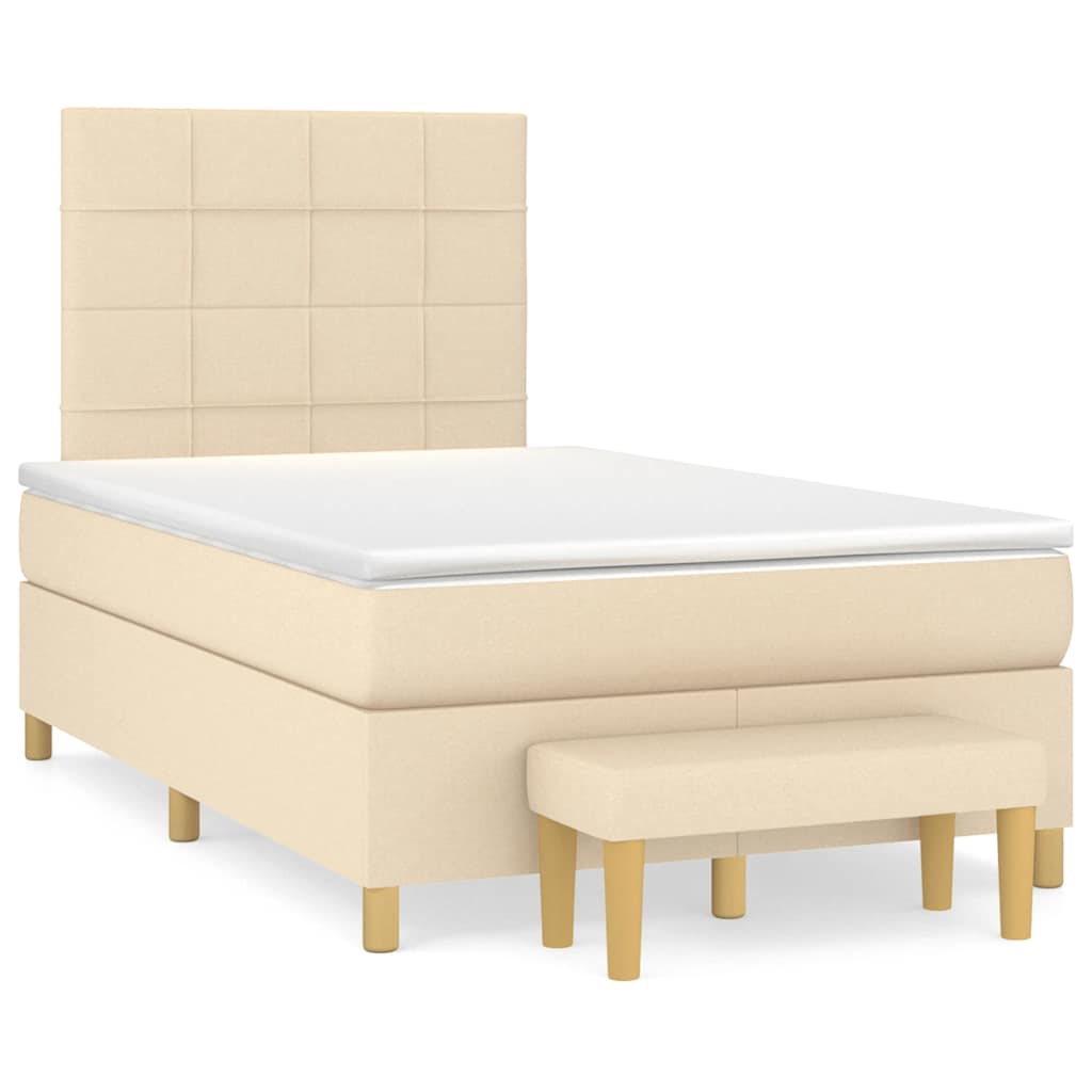 Box Spring Postel S Matrací Textil Krémová
