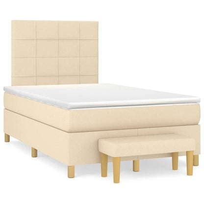 Box Spring Postel S Matrací Textil Krémová
