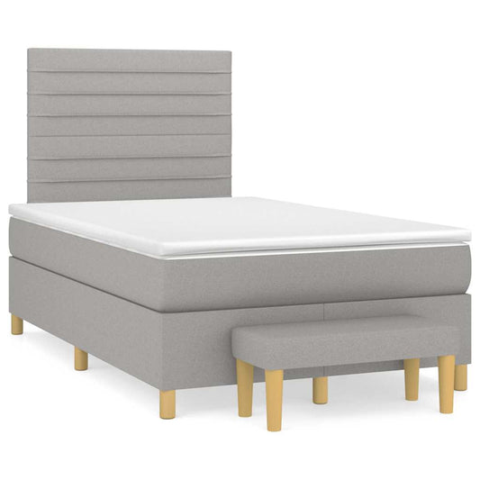 Box Spring Postel S Matrací Textil Světle Šedá