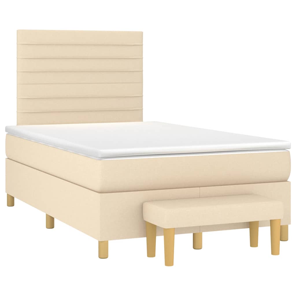 Box Spring Postel S Matrací Textil Krémová