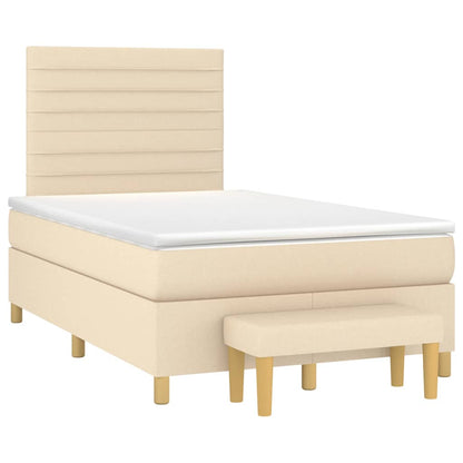 Box Spring Postel S Matrací Textil Krémová
