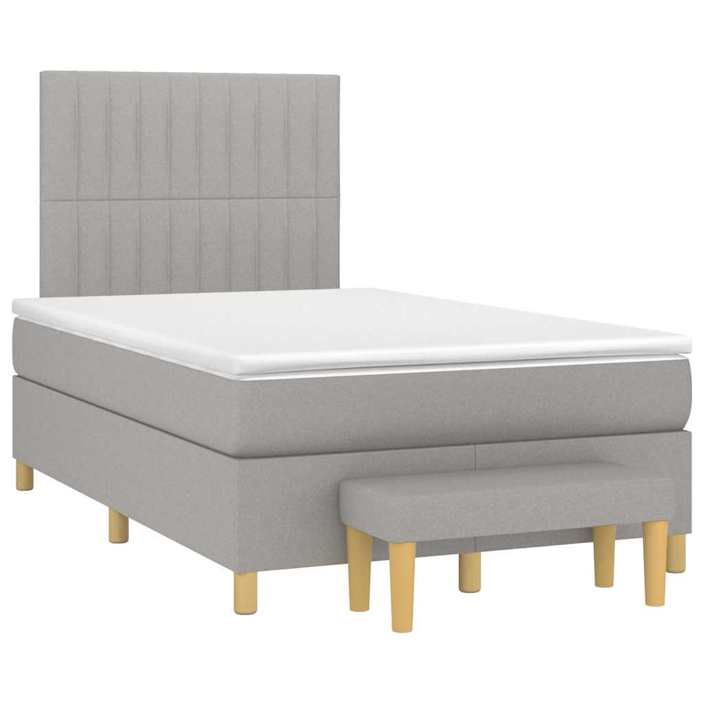 Box Spring Postel S Matrací Textil Světle Šedá