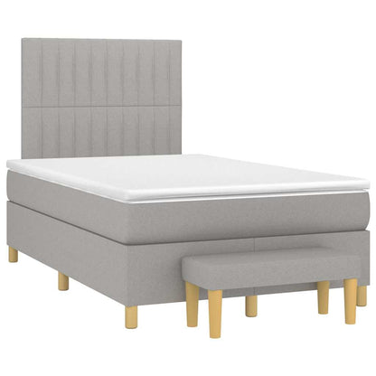 Box Spring Postel S Matrací Textil Světle Šedá
