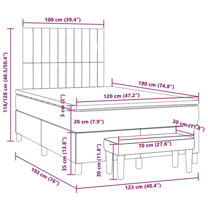 Box Spring Postel S Matrací Tmavě Hnědá 120X190 Cm Textil