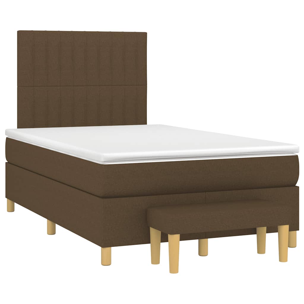 Box Spring Postel S Matrací Tmavě Hnědá 120X190 Cm Textil