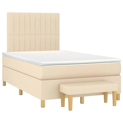 Box Spring Postel S Matrací Textil Krémová