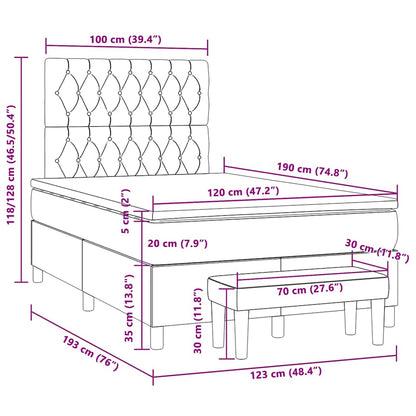 Box Spring Postel S Matrací Tmavě Hnědá 120X190 Cm Textil