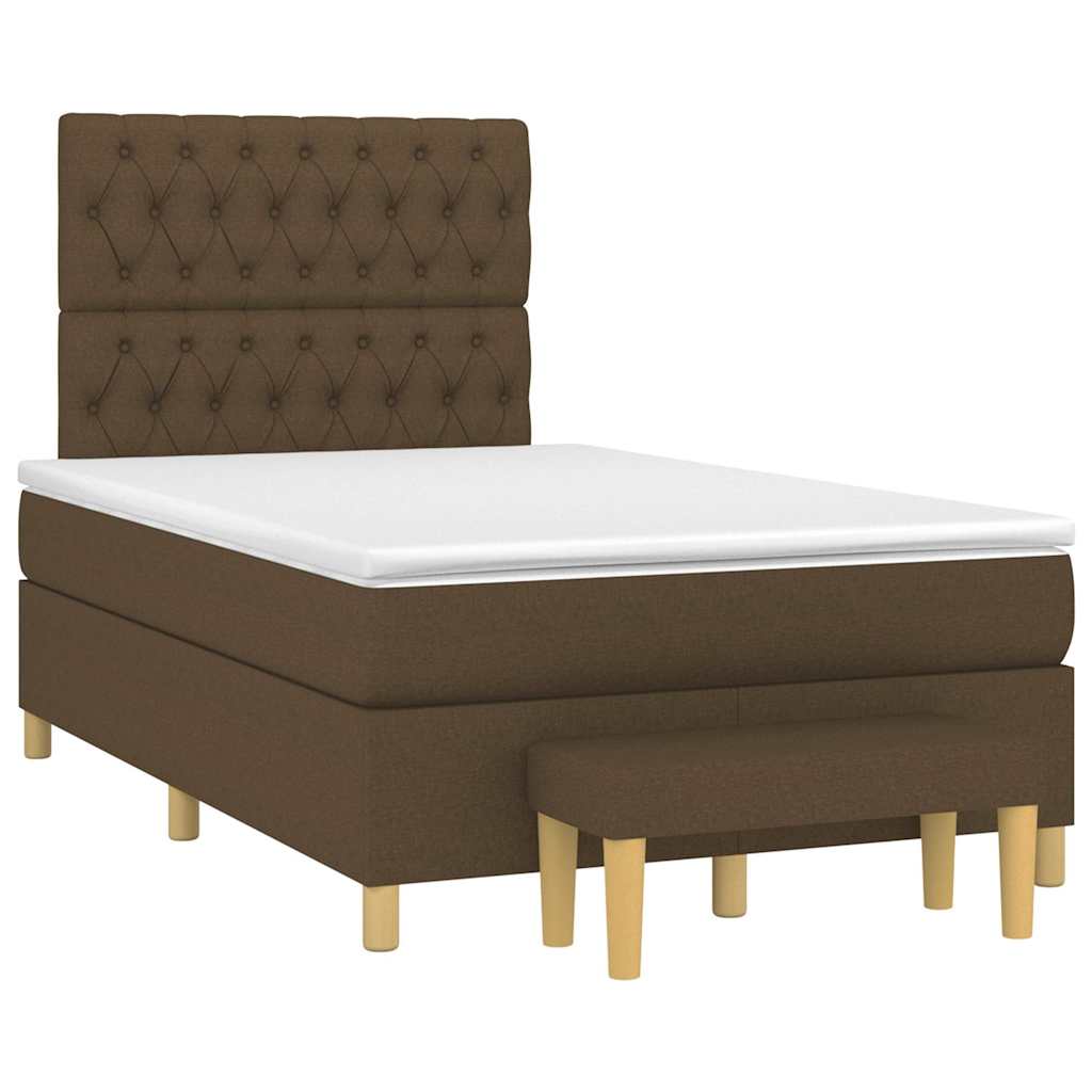 Box Spring Postel S Matrací Tmavě Hnědá 120X190 Cm Textil