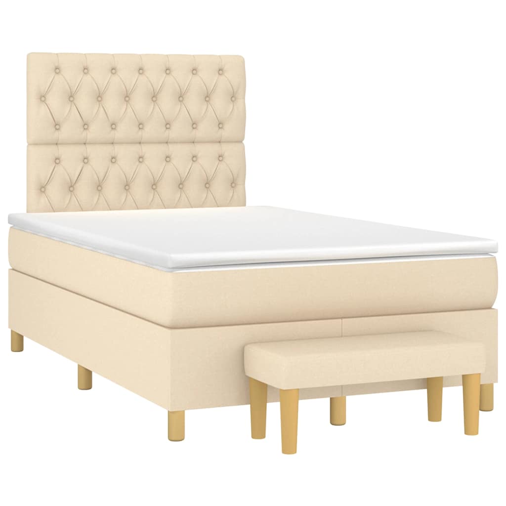 Box Spring Postel S Matrací Textil Krémová