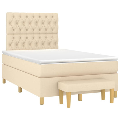 Box Spring Postel S Matrací Textil Krémová