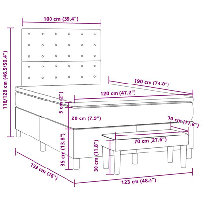 Box Spring Postel S Matrací Tmavě Hnědá 120X190 Cm Textil