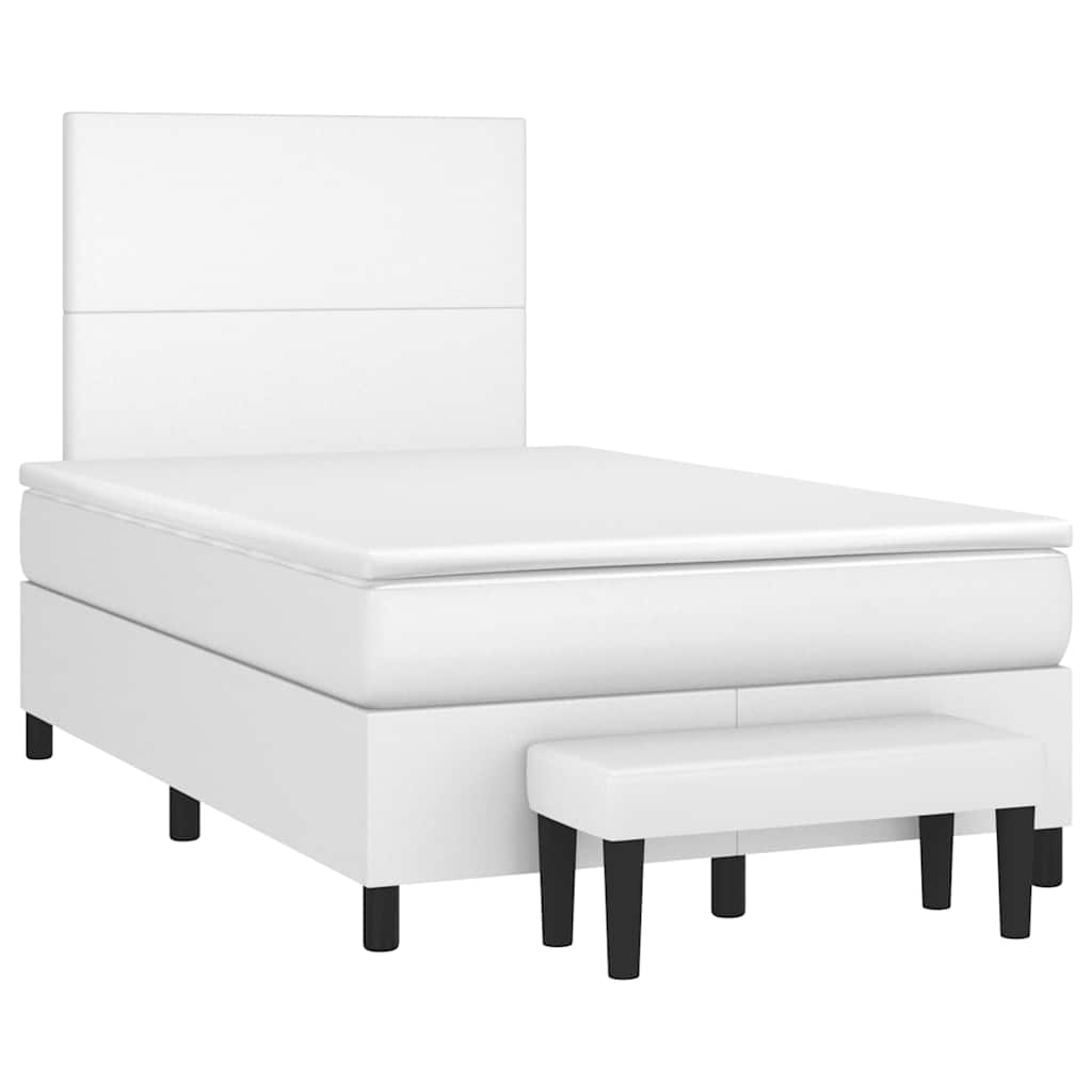 Box Spring Postel S Matrací Umělá Kůže Bílá